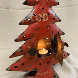 Kerstboom blik voor waxinelichtje