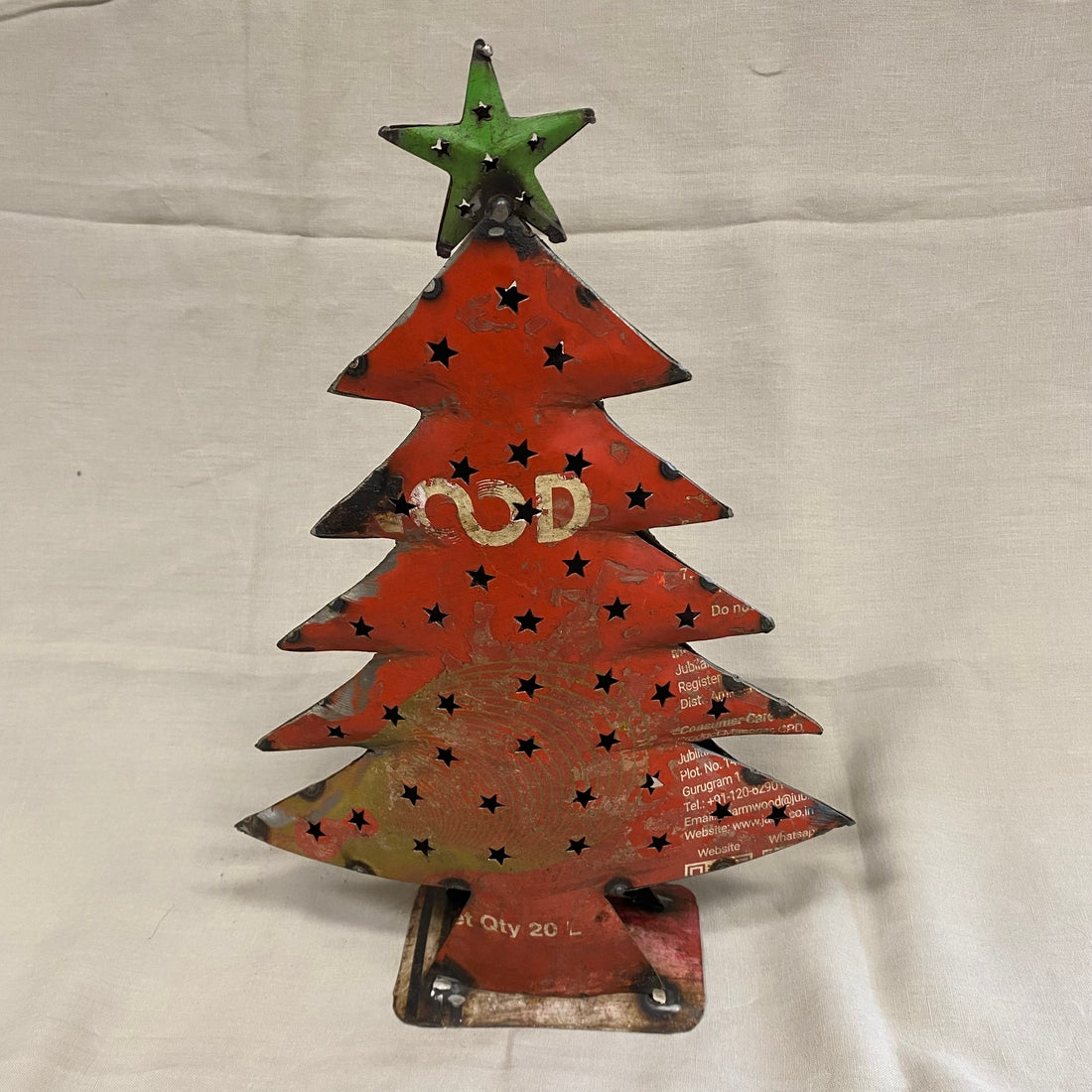 Kerstboom blik voor waxinelichtje