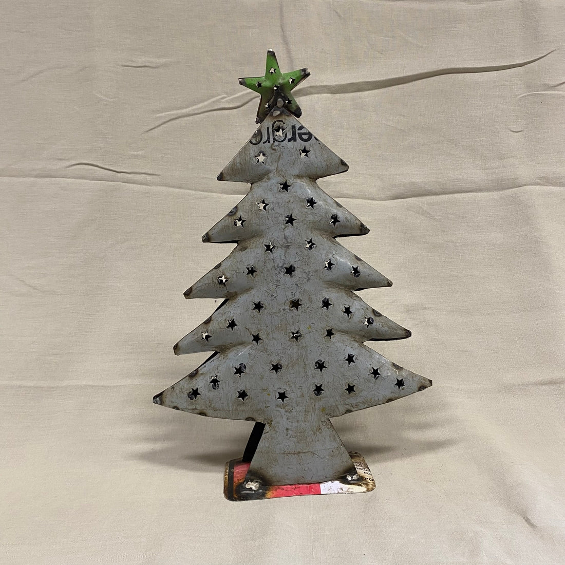 Kerstboom blik voor waxinelichtje
