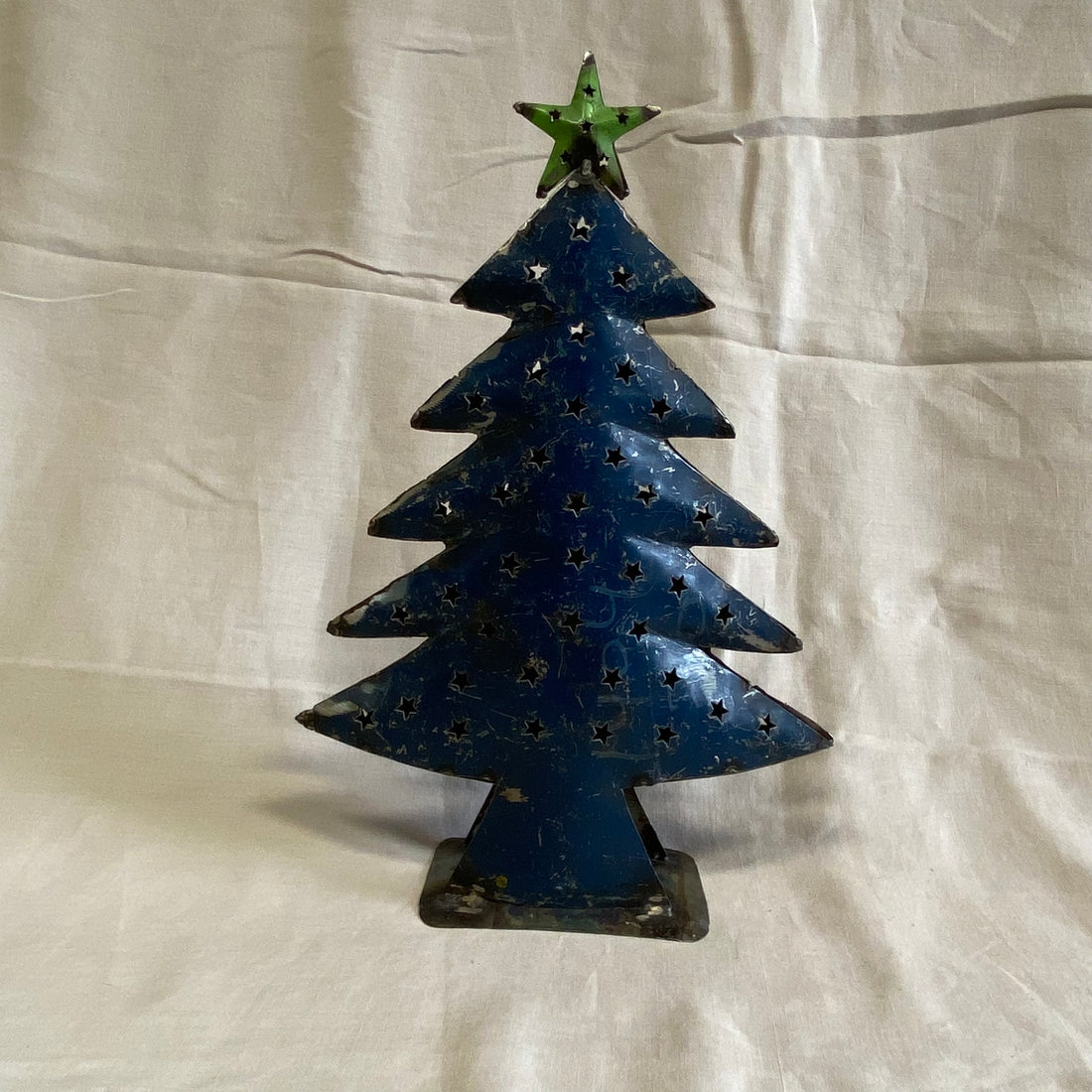 Kerstboom blik voor waxinelichtje